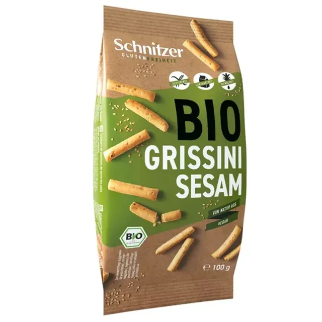 Ekologiškos duonos lazdelės su sezamu be glitimo, 100 g