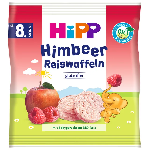 Ekologiški aviečių skonio ryžių paplotėliai nuo 8 mėn. HIPP, 30 g