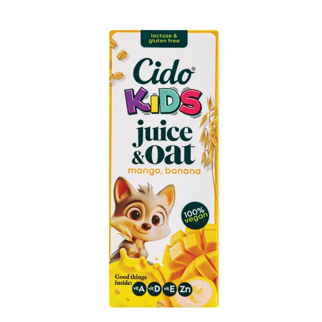 Avižų gėrimas su mangų tyre CIDO KIDS JUICE & OAT, 200 ml