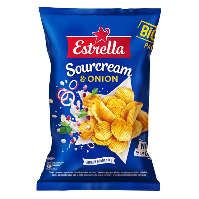 Картофельные чипсы со вкусом сметаны и лука ESTRELLA, 180 г