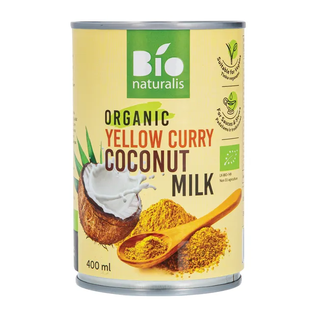Ekologiškas kokosų gėrimas su geltonuoju kariu BIONATURALIS, 400 ml
