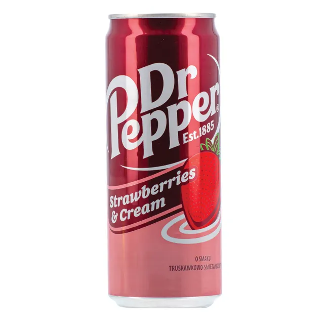 Sparkling drink DR.PEPPER STRAWBERRY & CREAM, 330 ml