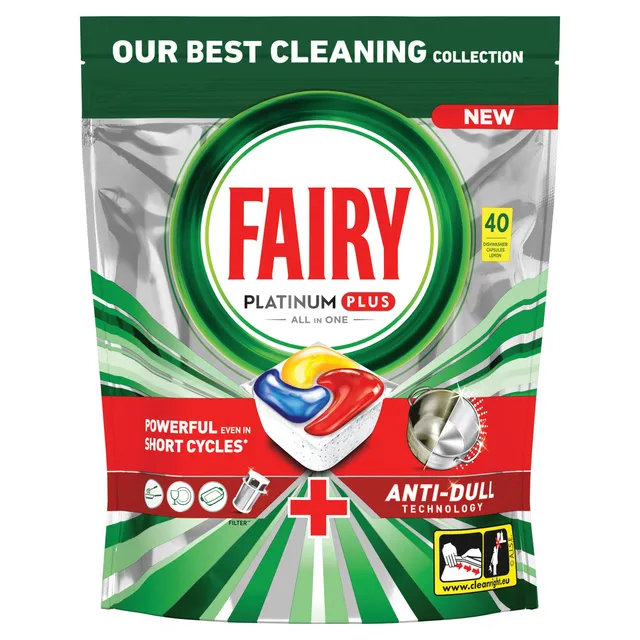 Automatinių indaplovių kapsulės FAIRY Platinum+ Lemon, 40 vnt.