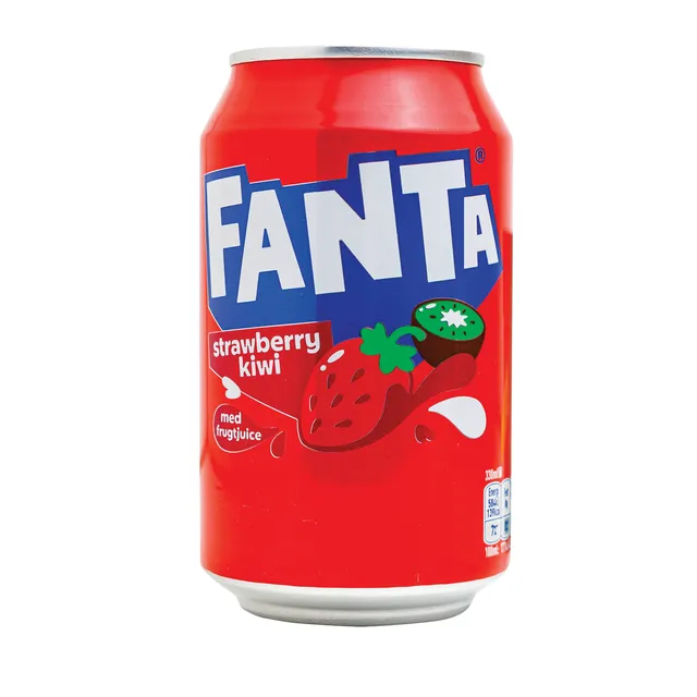 Braškių ir kivių skonio gazuotas gaivusis gėrimas FANTA STRAWBERRY AND KIWI, 330 ml