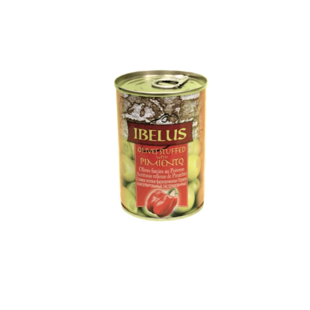 Žaliosios alyvuogės įdarytos paprikomis IBELUS, 280 g