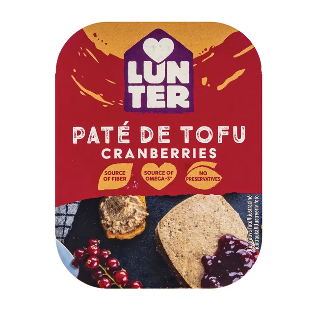 Tofu paštetas LUNTER, su spanguolėmis, 150 g