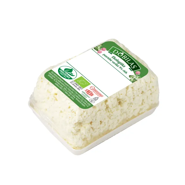 Ekologiška pusriebė varškė 9% rieb. DOBILAS, 330 g