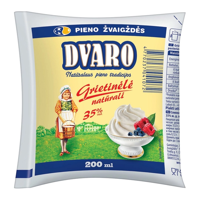 Pasterizuota grietinėlė DVARO, 35% rieb., 200 ml