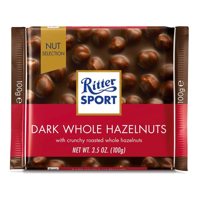 Juodasis šokoladas su neskaldytais riešutais RITTER SPORT, 100 g