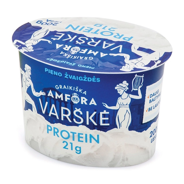 Liesa varškė be laktozės GRAIKIŠKA AMFORA PROTEIN, 0,9% rieb., 200 g
