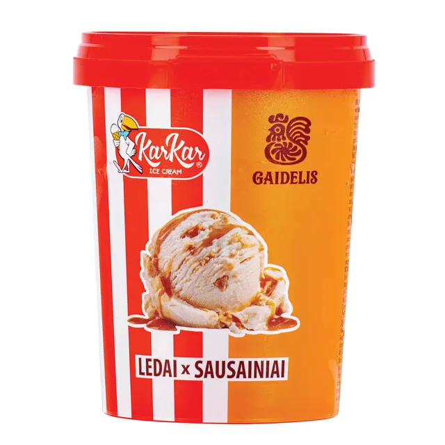 Sausainių skonio ledai su sausainių įdaru GAIDELIS KAR KAR,460ml