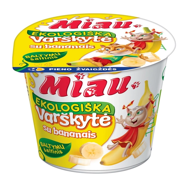 Ekologiška varškytė su bananais MIAU, 6% rieb., 100 g
