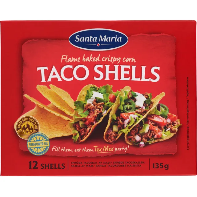 Kukurūzų krepšeliai SANTA MARIA TEX MEX TACO SHELLS, 135 g