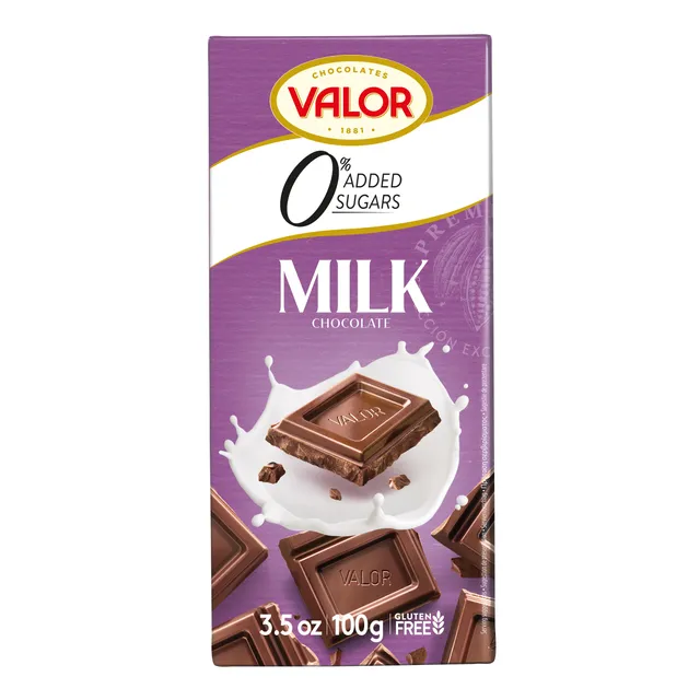 Pieniškas šokoladas be pridėtinio cukraus VALOR, 100 g