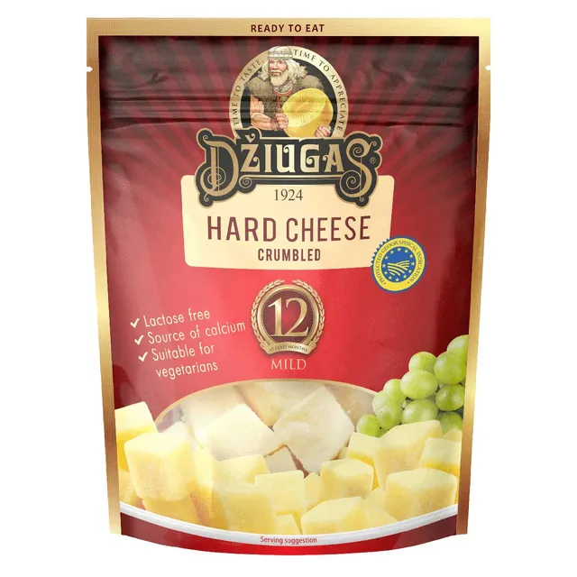 Trupintas kietasis sūris DŽIUGAS (MILD), 40% rieb., 100 g