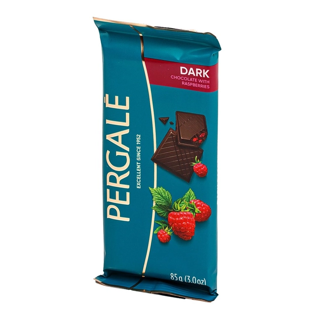 Juodasis šokoladas su avietėmis PERGALĖ, 85 g
