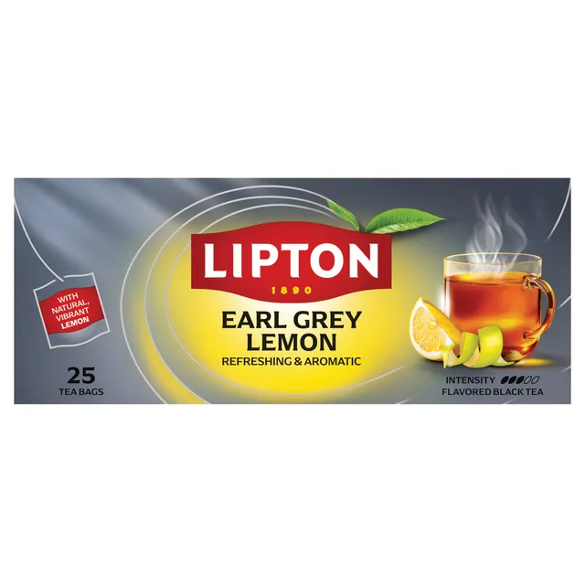 Aromatizuota juodoji arbata su citrinomis LIPTON EARL GREY LEMON, 25 vnt.