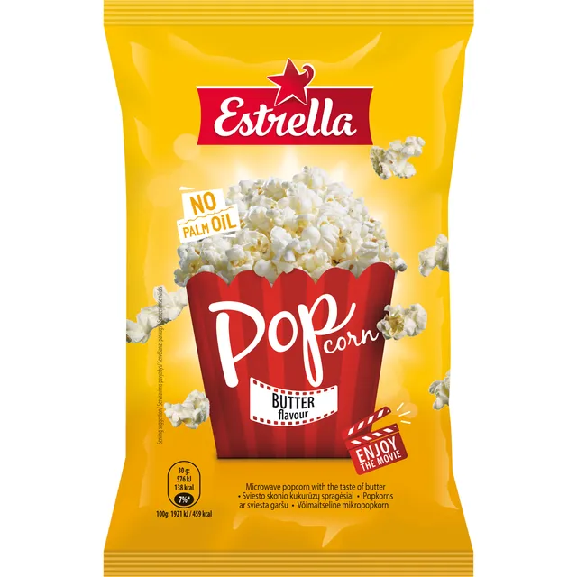 Kukurūzų spragėsiai sviesto skonio ESTRELLA, 90 g