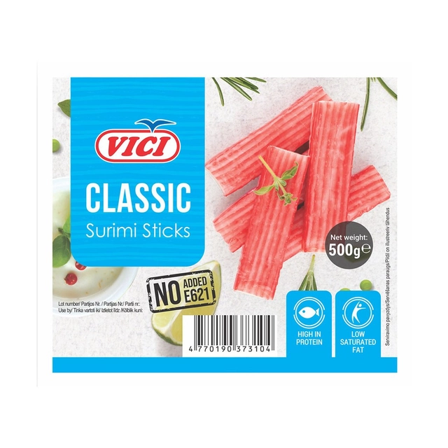 Krabų skonio lazdelės iš surimio VIČI, 500 g