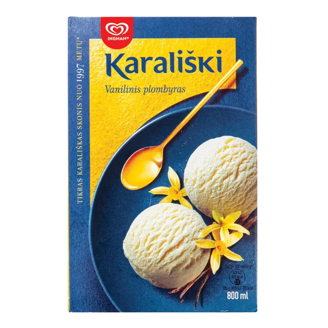 Ванильное мороженое пломбир KARALIŠKI, 800 мл