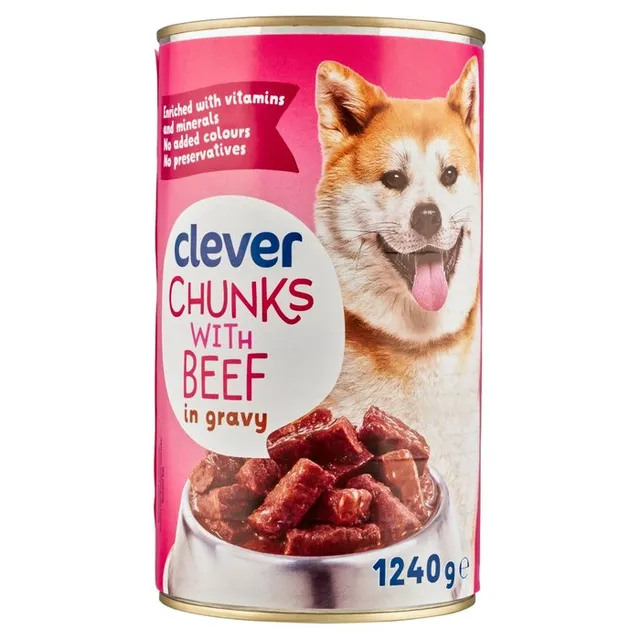 Jautienos gabaliukai padaže šunims CLEVER, 1240 g