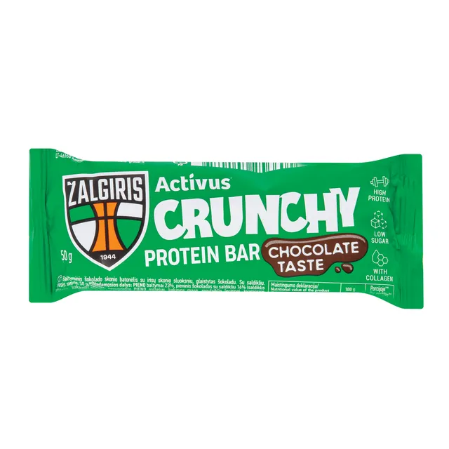 Baltyminis šokolado skonio batonėlis ACTIVUS & ŽALGIRIS, 50 g