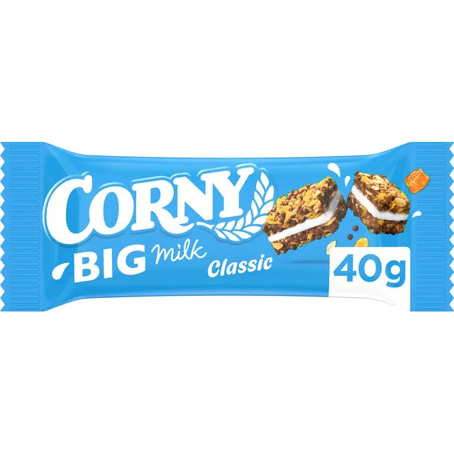 Javainių batonėlis su pieniniu pertepimu CORNY MILK BIG, 40 g