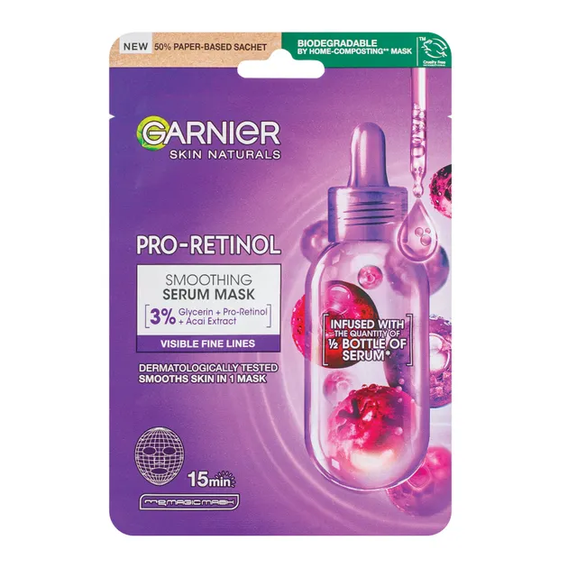 Lakštinė veido kaukė su pro-retinoliu GARNIER, 22 g