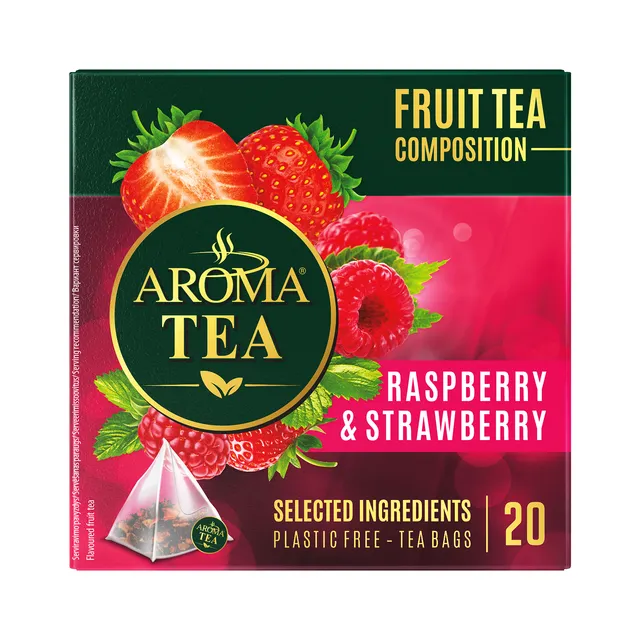 Vaisinė arbata AROMA TEA RASPBERRY & STRAWBERRY, 20 vnt.