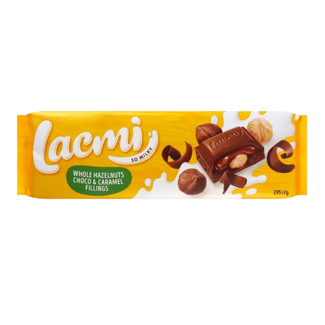 Pieninis šokoladas su sveikais lazdyno riešutais LACMI, 295 g
