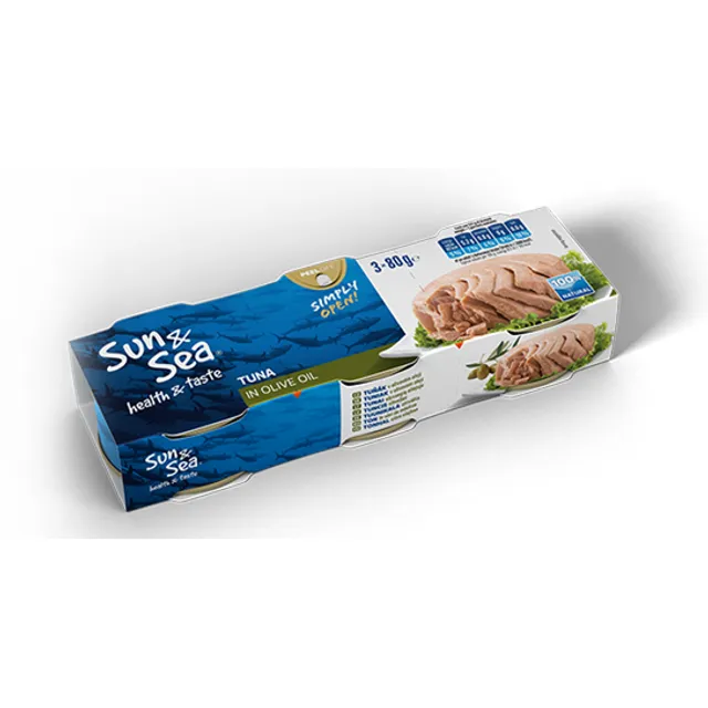 Tuno gabaliukai alyvuogių aliejuje SUN&SEA, 3x80 g