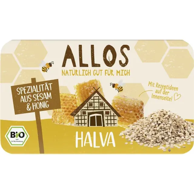 Ekologiška sezamų ir medaus chalva ALLOS, 75 g