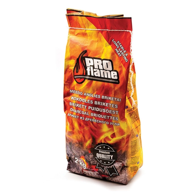 Medžio anglies briketai PROFLAME, 2 kg