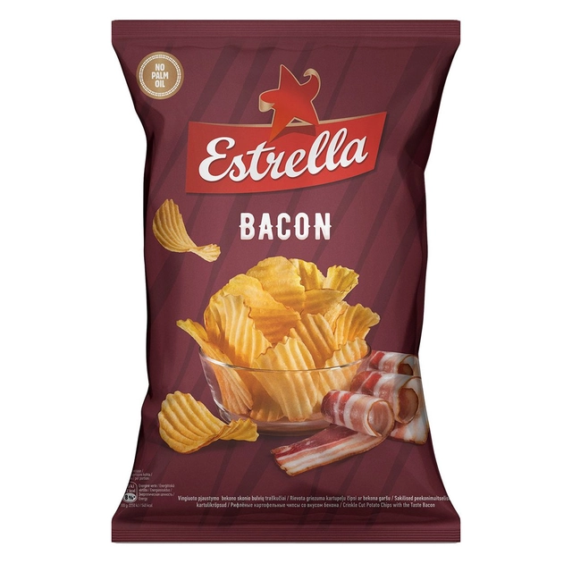 Чипсы картофельные со вкусом бекона нарезка волнами ESTRELLA, 130 г