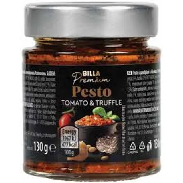 Pesto padažas su pomidorais ir trumais BILLA PREMIUM, 130 g