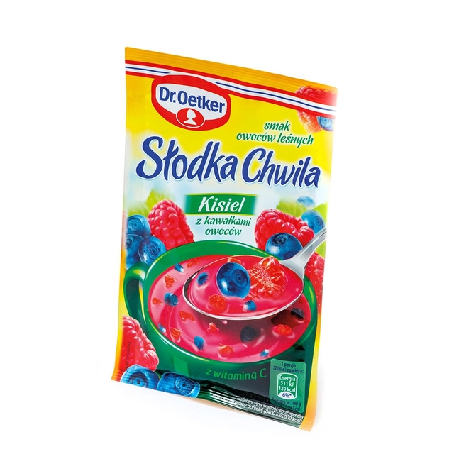 Greito paruošimo miško uogų skonio kisielius „Saldi akimirka“ su uogų gabaliukais DR.OETKER, 31,5 g