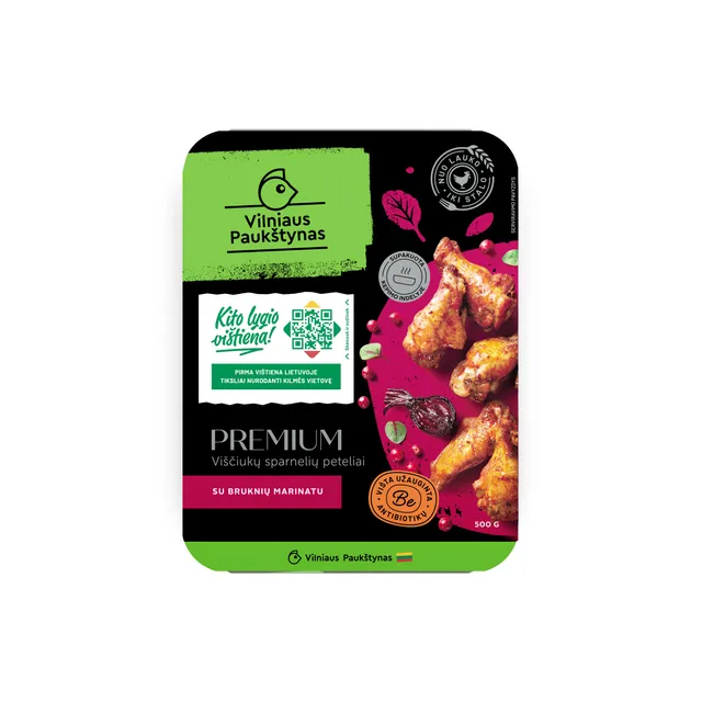 Viščiukų sparnelių peteliai bruknių marinate PREMIUM, 500 g