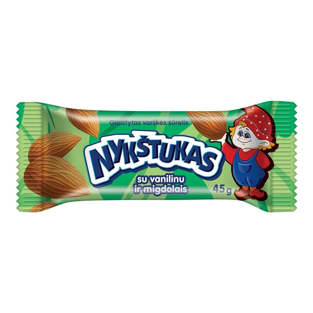 Glaistytas varškės sūrelis NYKŠTUKAS su vanilinu ir migdolais, 45 g