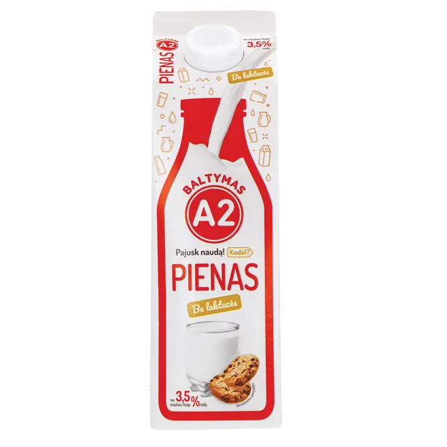 Pienas be laktozės A2, 3,5% rieb., 900 ml