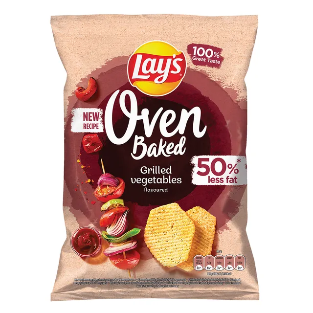Grilyje keptų daržovių skonio kepti bulvių traškučiai LAY'S OVEN BAKED, 110 g