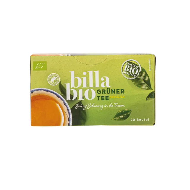Ekologiška žalioji Sencha arbata BILLA BIO, 20 x 1,75 g