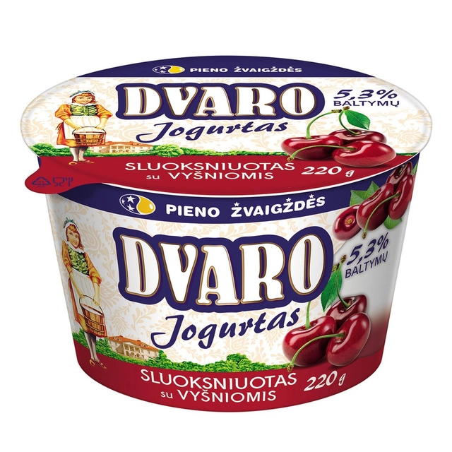 Layered yogurt with cherries DVARO, 2.8% fat, 220 g
