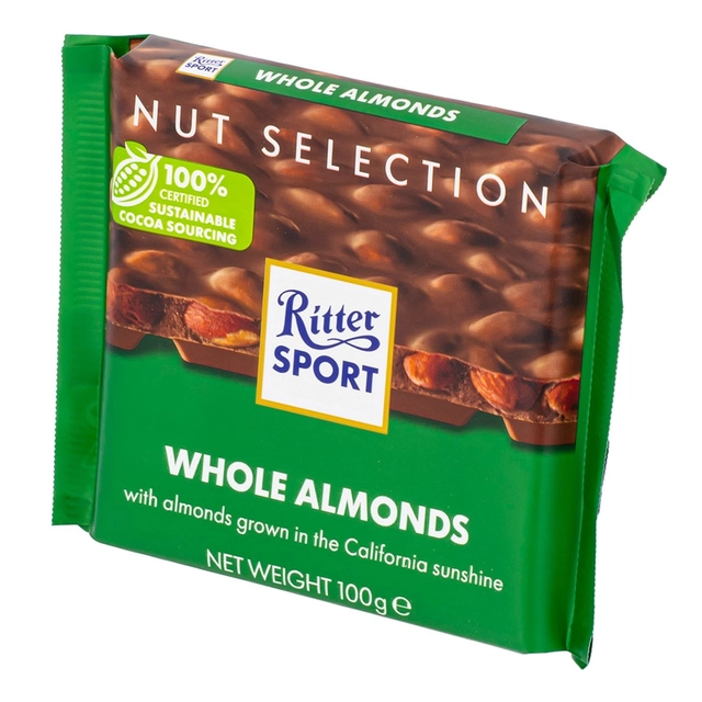 Pieniškas šokoladas su neskaldytais migdolais RITTER SPORT NUT SELECTION, 100 g