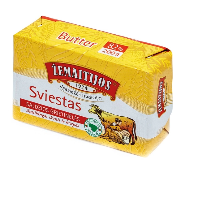 Saldžios grietinėlės sviestas ŽEMAITIJOS, 82% rieb., 200 g