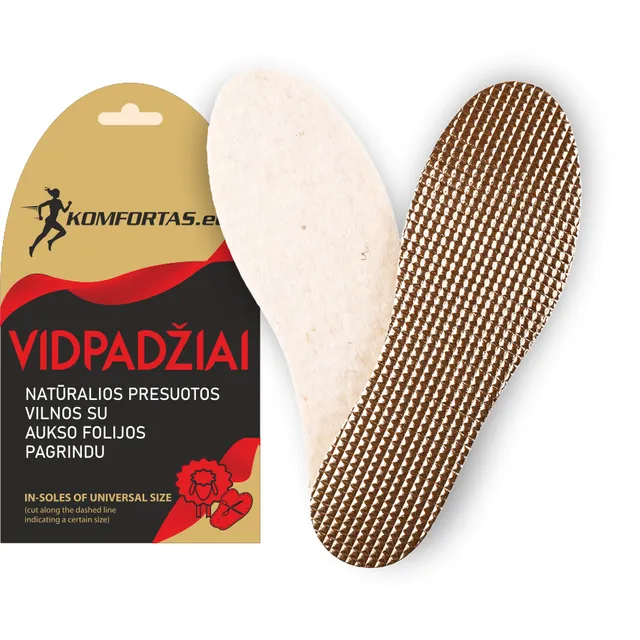 Natūralios presuotos vilnos vidpadžiai su aukso folijos pagrindu W-008