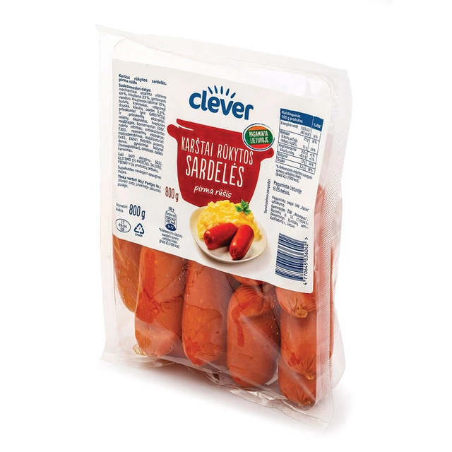 Hot smoked sausages CLEVER, 800 g