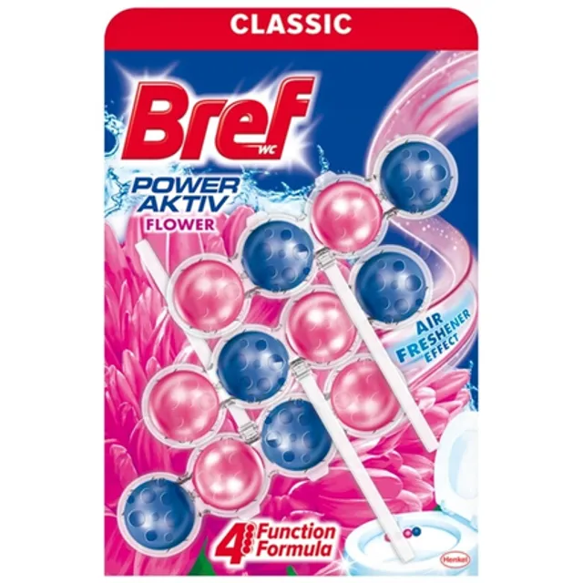 Tualeto valiklis- gaiviklis BREF POWER AKTIV FLOWER, 3 x 50 g