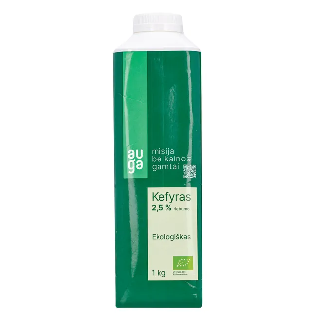 Organic kefir AUGA, 2.5% fat, 1 l