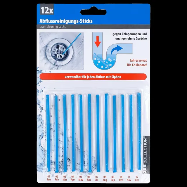 Kanalizacijos valymo lazdelės nuo kvapų ir nuosėdų 9 cm, 12 vnt