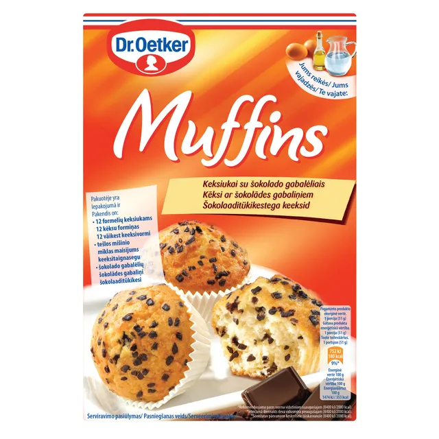 Keksiukų su šokolado gabaliukais miltų mišinys DR. OETKER, 300 g